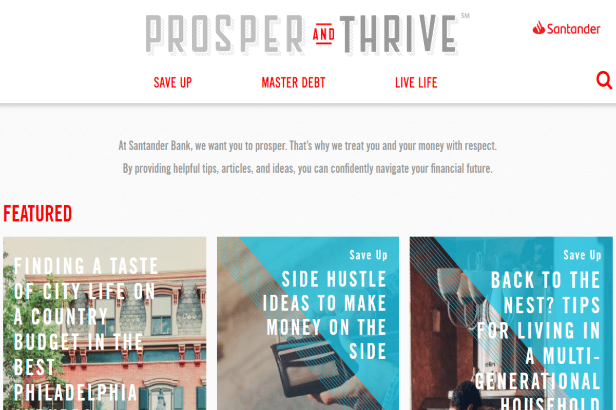 Página web de Prosper and Thrive